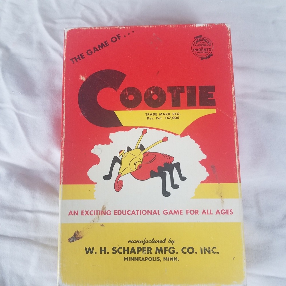Schaper Cootie Game Vintage 1949 Kids OS Red Good Retro Bug Building Toy 200